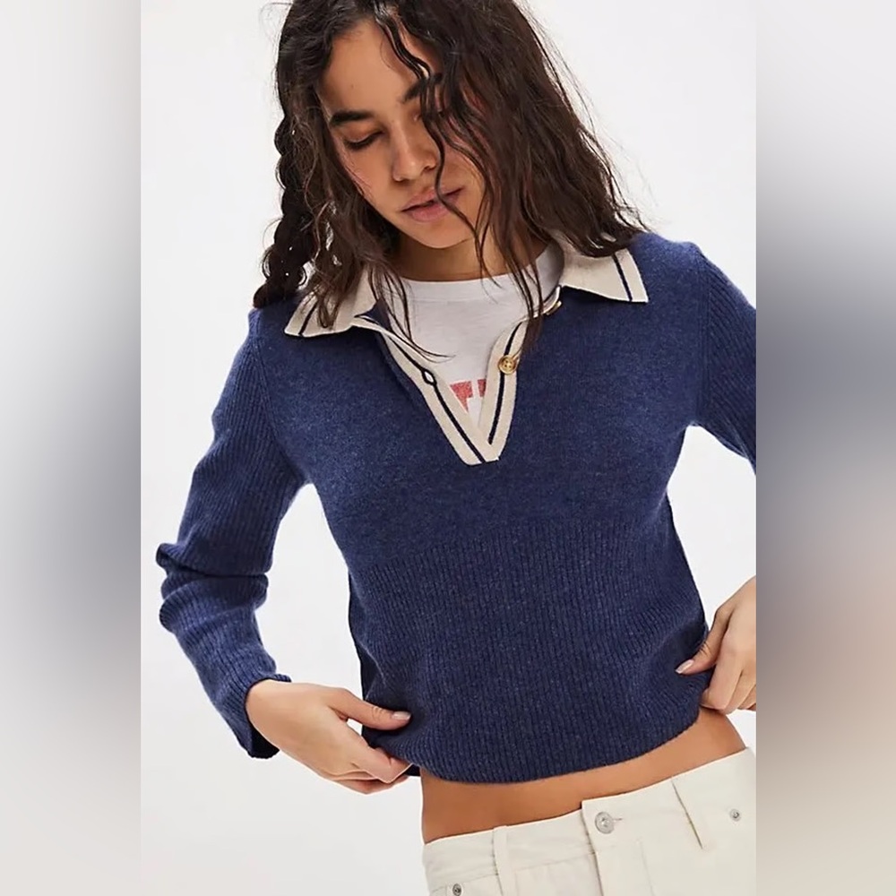 Free People Rudy Cashmere Pullover | Atlantic Deep | Extra Small | NWT
